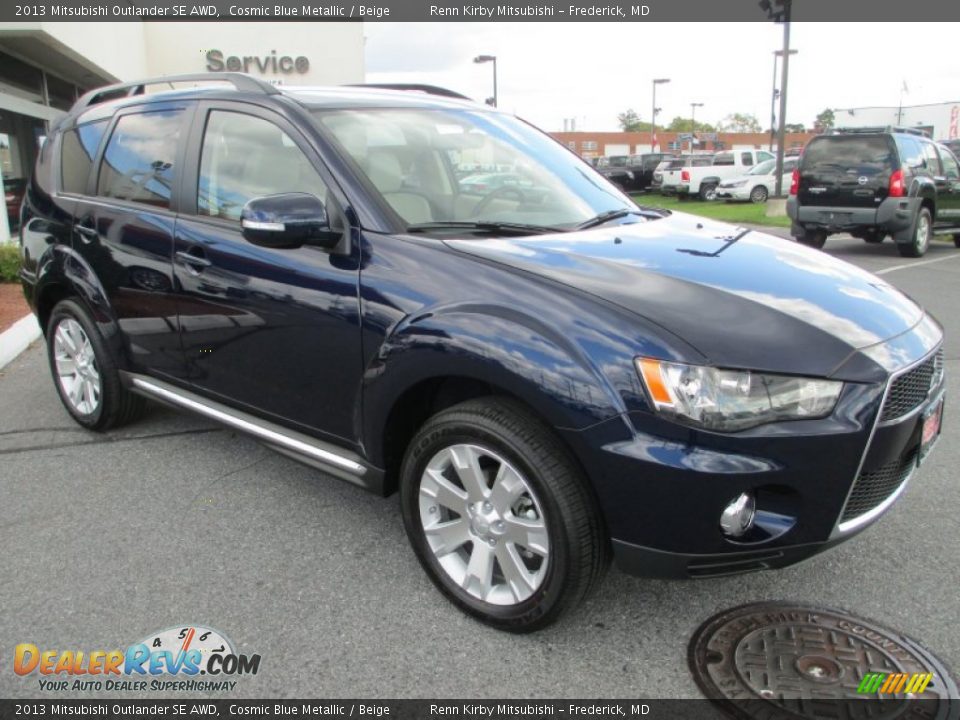 2013 Mitsubishi Outlander SE AWD Cosmic Blue Metallic / Beige Photo #7