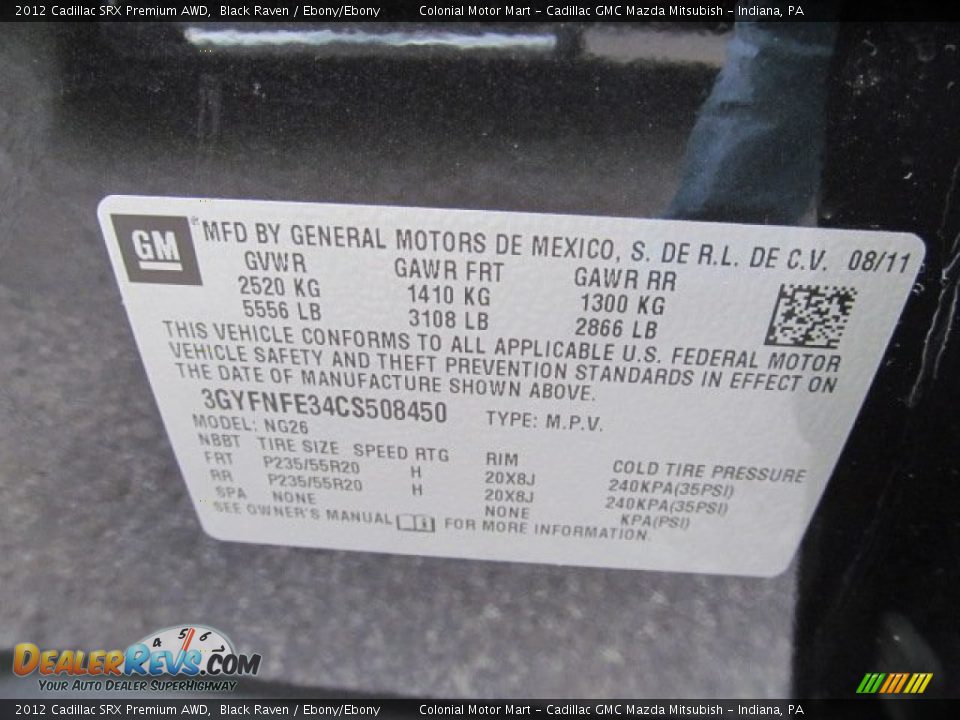 2012 Cadillac SRX Premium AWD Black Raven / Ebony/Ebony Photo #19
