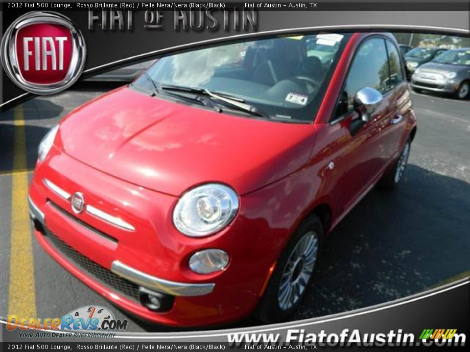 2012 Fiat 500 Lounge Rosso Brillante (Red) / Pelle Nera/Nera (Black/Black) Photo #1