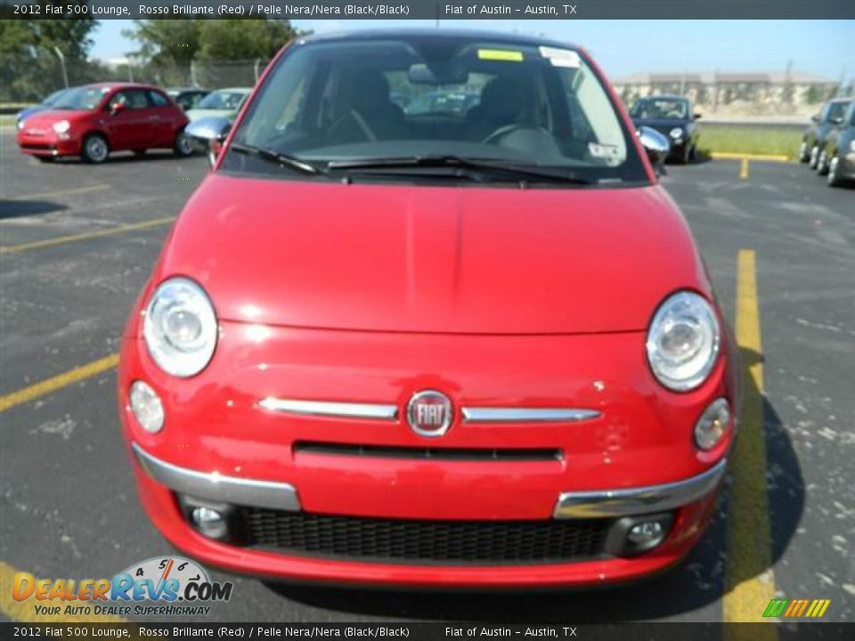 2012 Fiat 500 Lounge Rosso Brillante (Red) / Pelle Nera/Nera (Black/Black) Photo #2