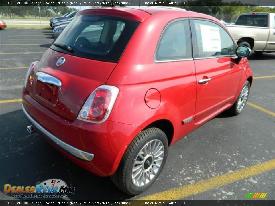 2012 Fiat 500 Lounge Rosso Brillante (Red) / Pelle Nera/Nera (Black/Black) Photo #4