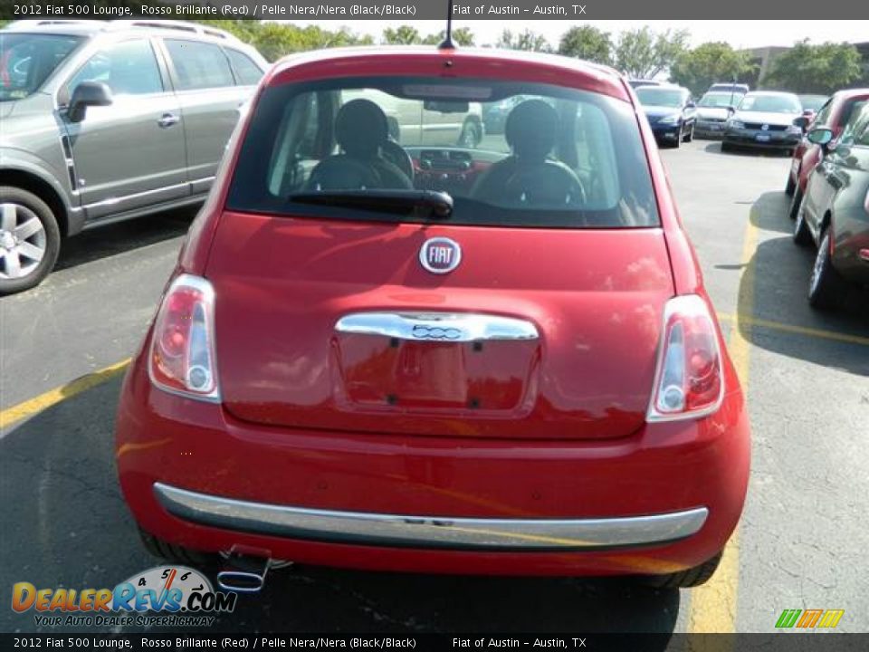 2012 Fiat 500 Lounge Rosso Brillante (Red) / Pelle Nera/Nera (Black/Black) Photo #5