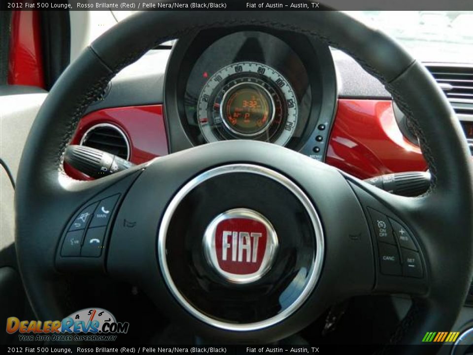 2012 Fiat 500 Lounge Rosso Brillante (Red) / Pelle Nera/Nera (Black/Black) Photo #9