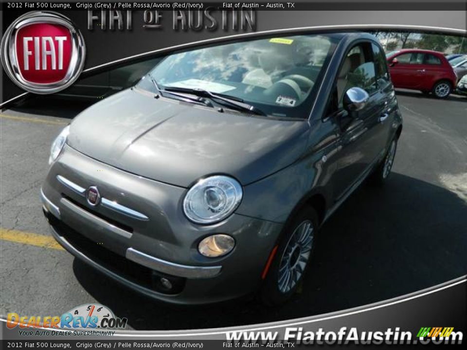 2012 Fiat 500 Lounge Grigio (Grey) / Pelle Rossa/Avorio (Red/Ivory) Photo #1