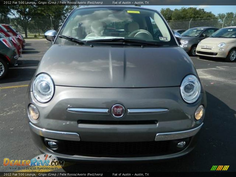2012 Fiat 500 Lounge Grigio (Grey) / Pelle Rossa/Avorio (Red/Ivory) Photo #2