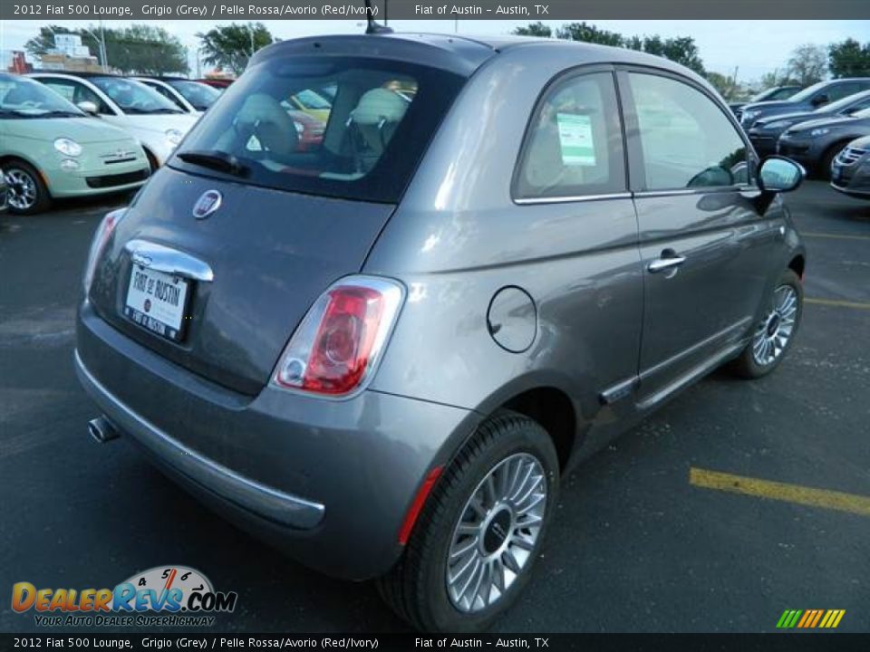 2012 Fiat 500 Lounge Grigio (Grey) / Pelle Rossa/Avorio (Red/Ivory) Photo #4