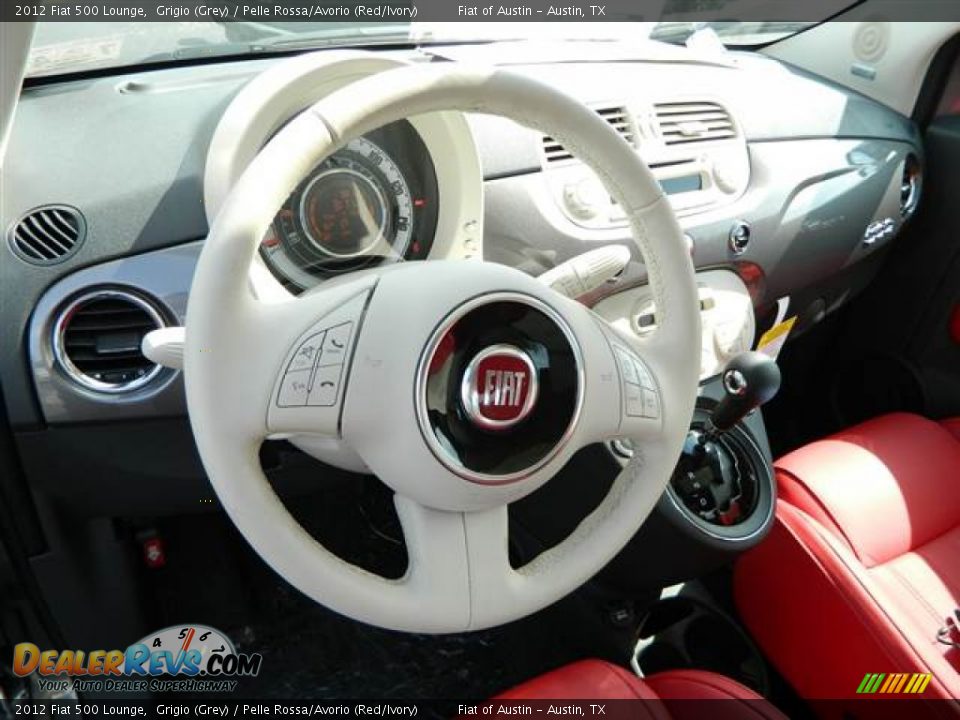 2012 Fiat 500 Lounge Grigio (Grey) / Pelle Rossa/Avorio (Red/Ivory) Photo #7