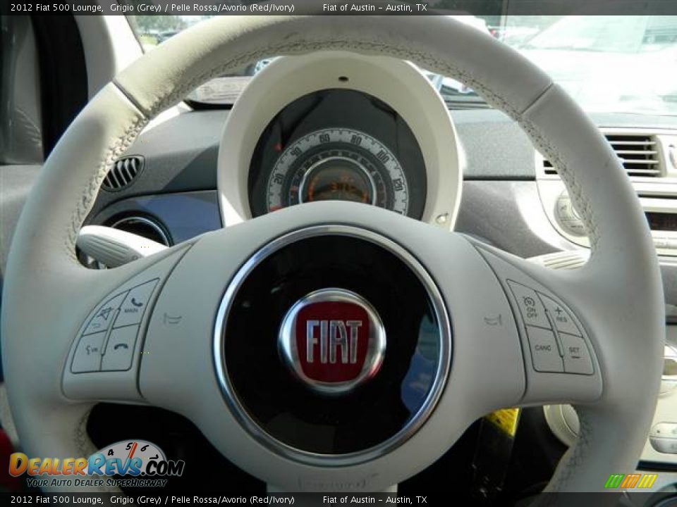 2012 Fiat 500 Lounge Grigio (Grey) / Pelle Rossa/Avorio (Red/Ivory) Photo #9