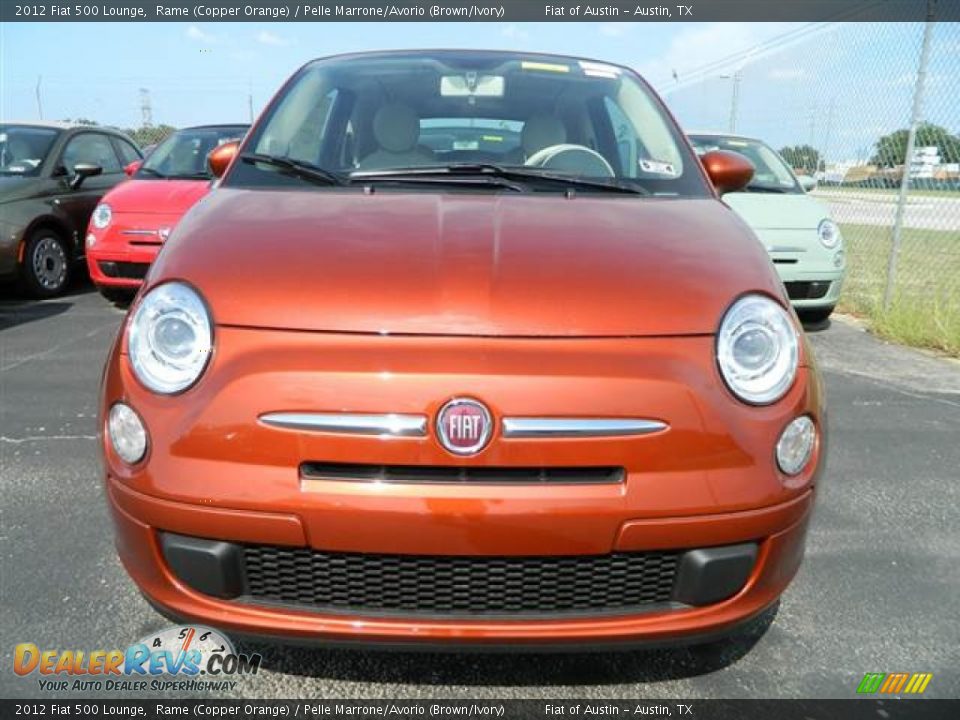 2012 Fiat 500 Lounge Rame (Copper Orange) / Pelle Marrone/Avorio (Brown/Ivory) Photo #2