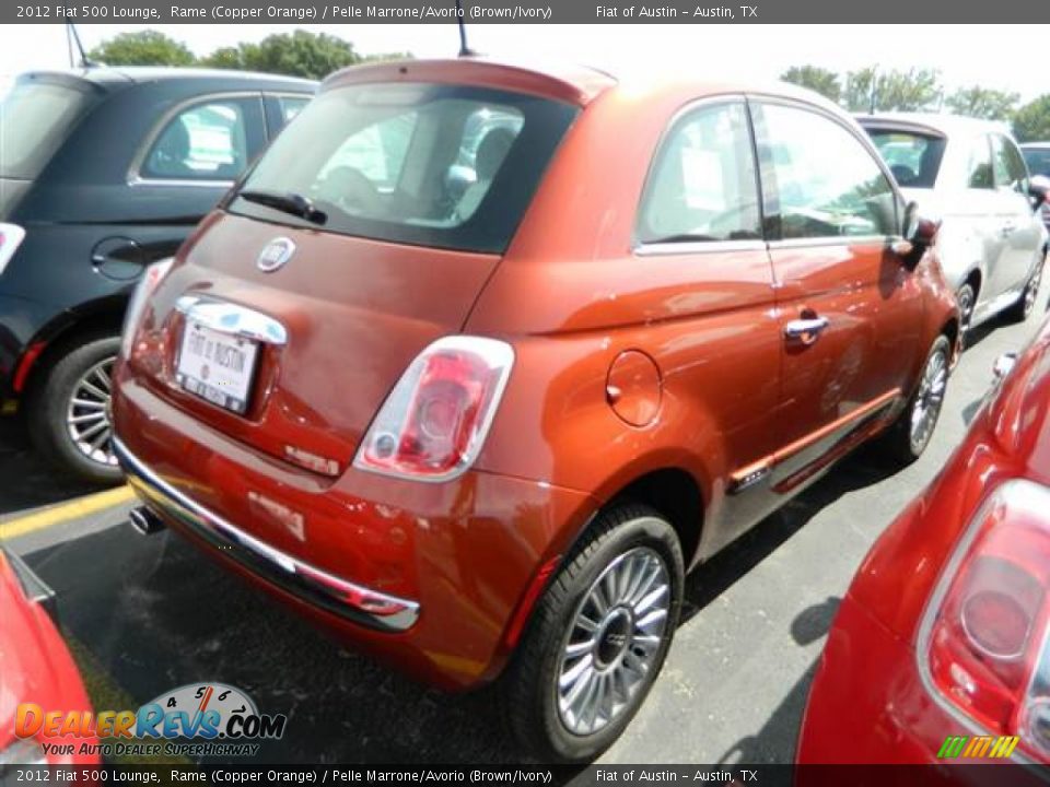 2012 Fiat 500 Lounge Rame (Copper Orange) / Pelle Marrone/Avorio (Brown/Ivory) Photo #4
