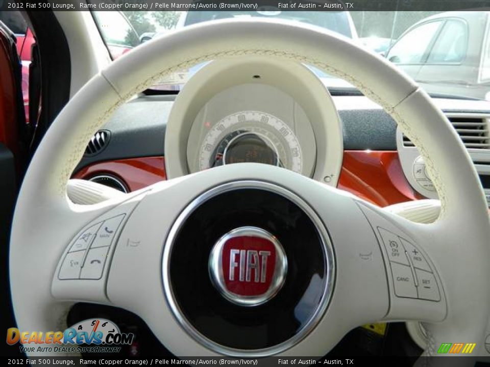 2012 Fiat 500 Lounge Rame (Copper Orange) / Pelle Marrone/Avorio (Brown/Ivory) Photo #9