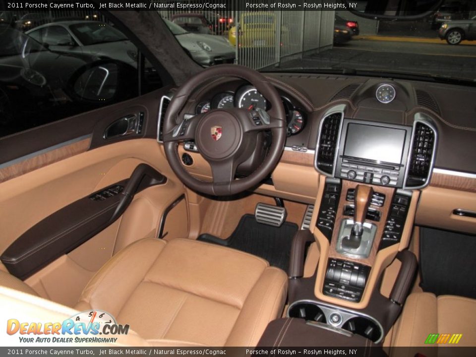 2011 Porsche Cayenne Turbo Jet Black Metallic / Natural Espresso/Cognac Photo #14