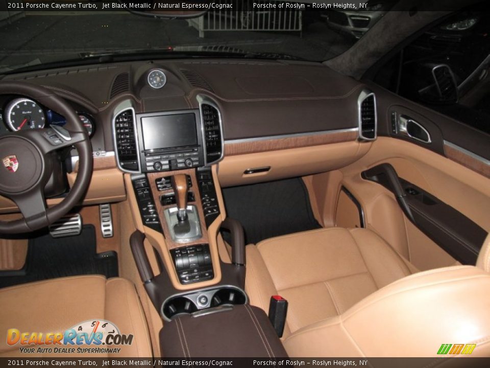 2011 Porsche Cayenne Turbo Jet Black Metallic / Natural Espresso/Cognac Photo #16