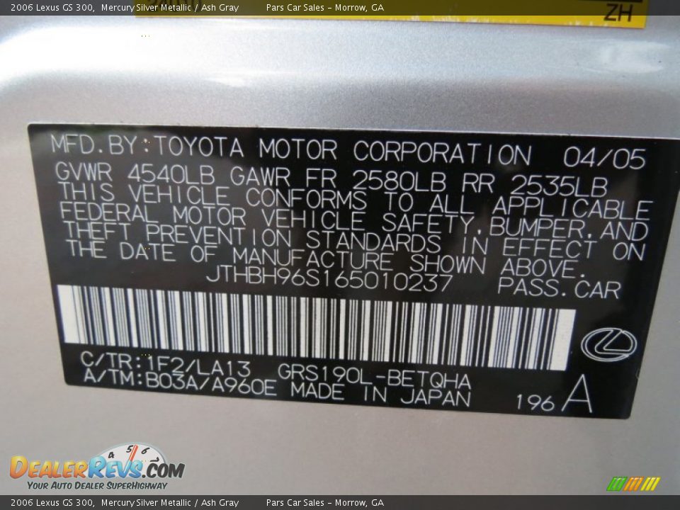2006 Lexus GS 300 Mercury Silver Metallic / Ash Gray Photo #17