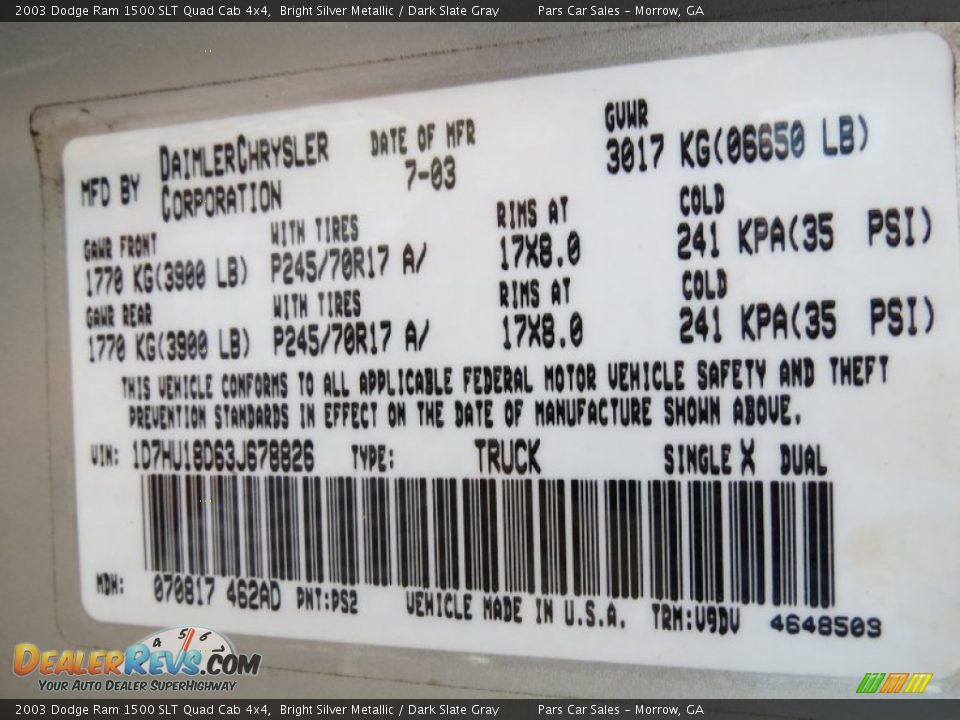 2003 Dodge Ram 1500 SLT Quad Cab 4x4 Bright Silver Metallic / Dark Slate Gray Photo #14
