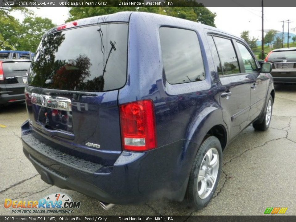 2013 Honda Pilot EX-L 4WD Obsidian Blue Pearl / Gray Photo #4