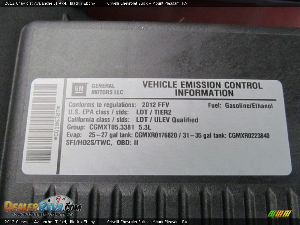 2012 Chevrolet Avalanche LT 4x4 Black / Ebony Photo #17