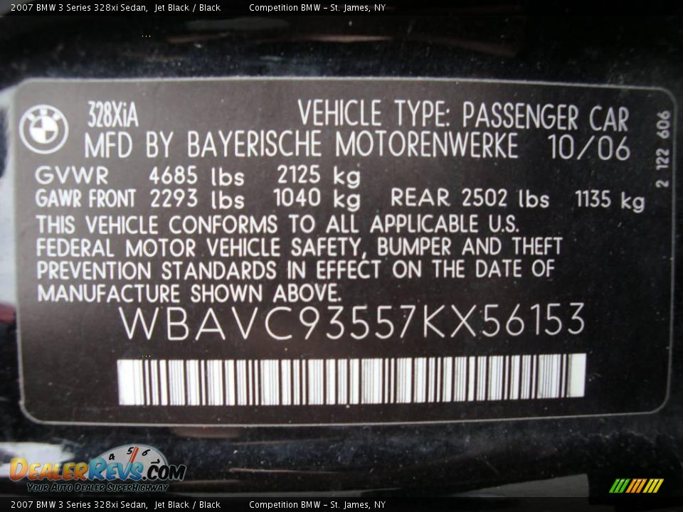 2007 BMW 3 Series 328xi Sedan Jet Black / Black Photo #15