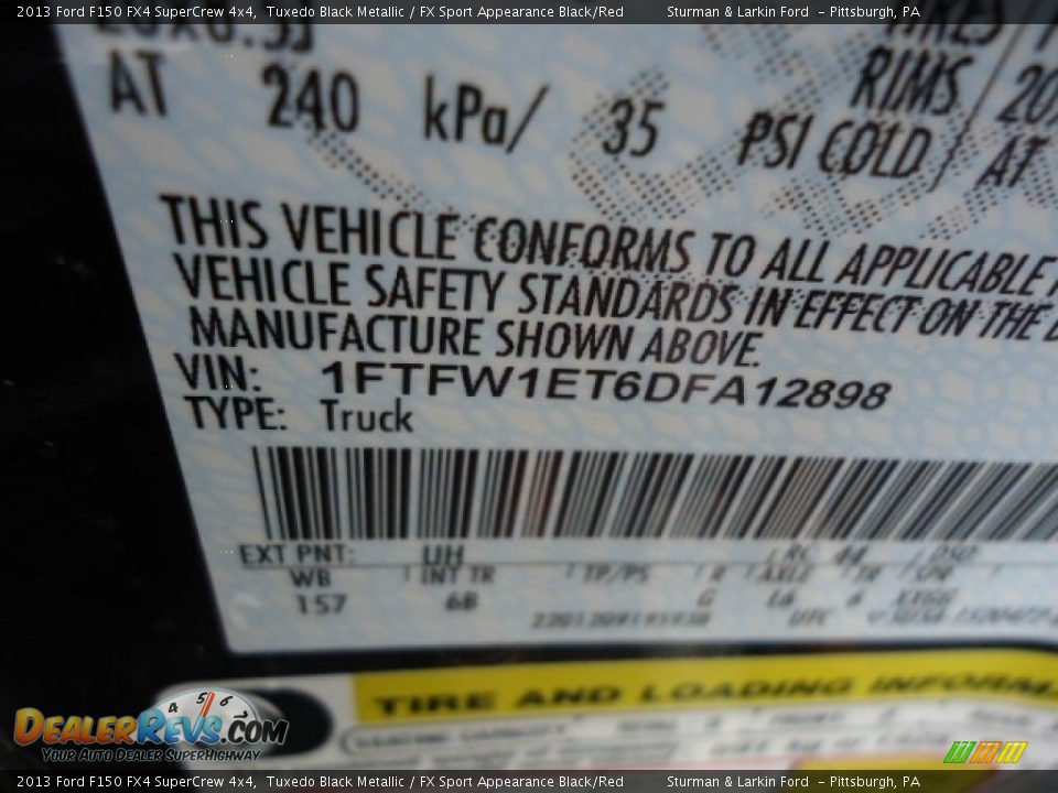 2013 Ford F150 FX4 SuperCrew 4x4 Tuxedo Black Metallic / FX Sport Appearance Black/Red Photo #13