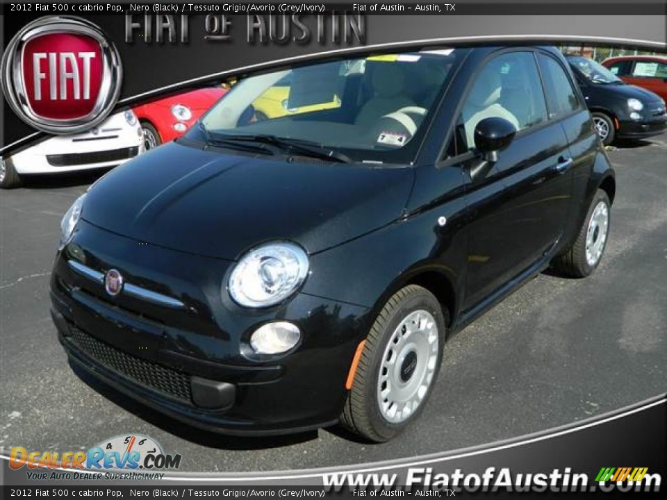 2012 Fiat 500 c cabrio Pop Nero (Black) / Tessuto Grigio/Avorio (Grey/Ivory) Photo #1