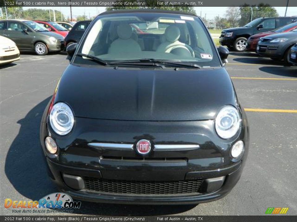2012 Fiat 500 c cabrio Pop Nero (Black) / Tessuto Grigio/Avorio (Grey/Ivory) Photo #2