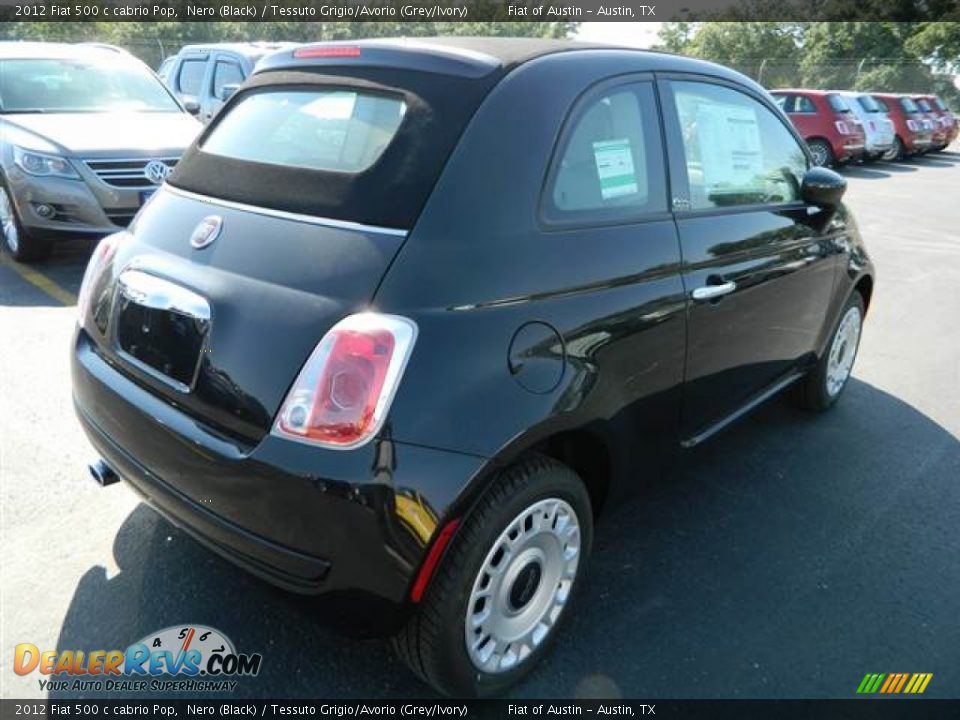 2012 Fiat 500 c cabrio Pop Nero (Black) / Tessuto Grigio/Avorio (Grey/Ivory) Photo #4