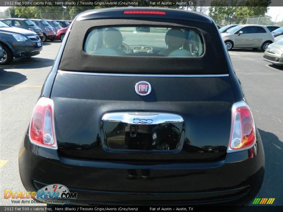 2012 Fiat 500 c cabrio Pop Nero (Black) / Tessuto Grigio/Avorio (Grey/Ivory) Photo #5