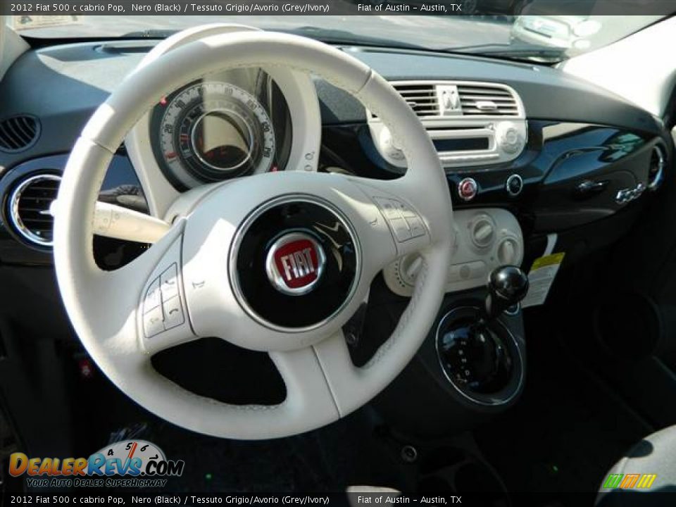 2012 Fiat 500 c cabrio Pop Nero (Black) / Tessuto Grigio/Avorio (Grey/Ivory) Photo #6
