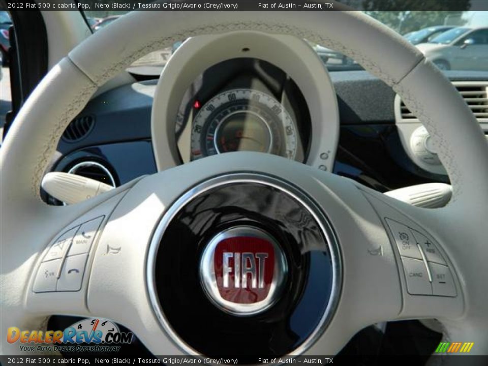 2012 Fiat 500 c cabrio Pop Nero (Black) / Tessuto Grigio/Avorio (Grey/Ivory) Photo #9