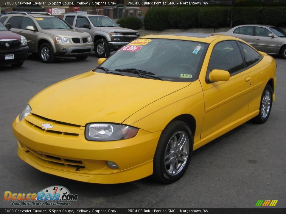 2003 Chevrolet Cavalier LS Sport Coupe Yellow / Graphite Gray Photo #2