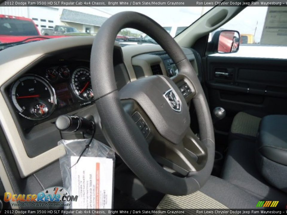 2012 Dodge Ram 3500 HD SLT Regular Cab 4x4 Chassis Bright White / Dark Slate/Medium Graystone Photo #13