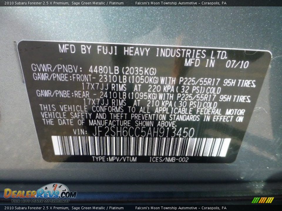 2010 Subaru Forester 2.5 X Premium Sage Green Metallic / Platinum Photo #24