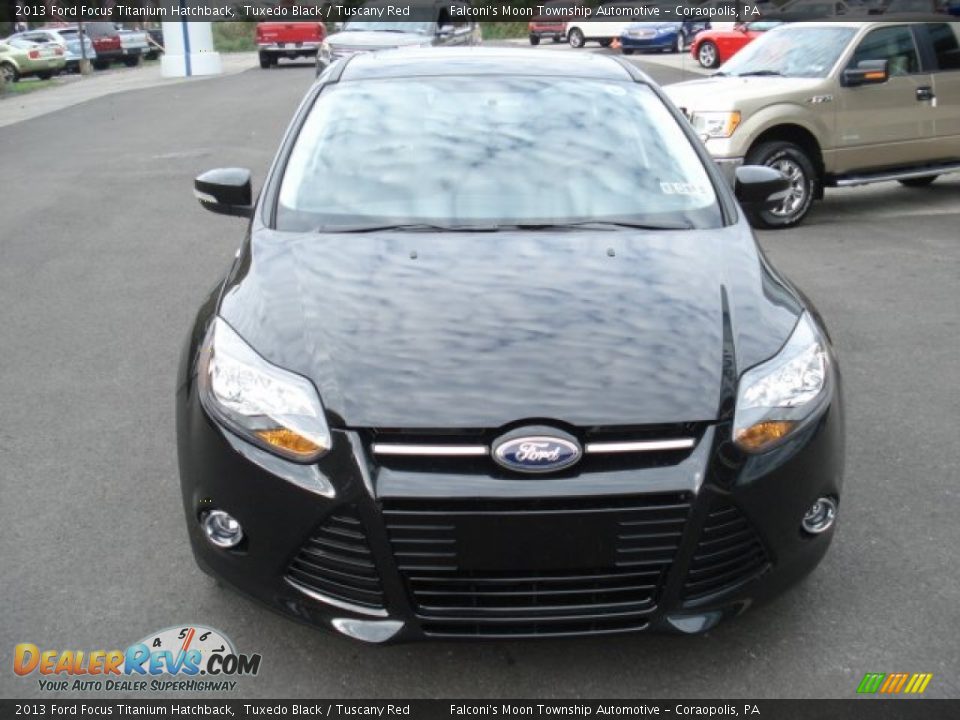 2013 Ford Focus Titanium Hatchback Tuxedo Black / Tuscany Red Photo #3