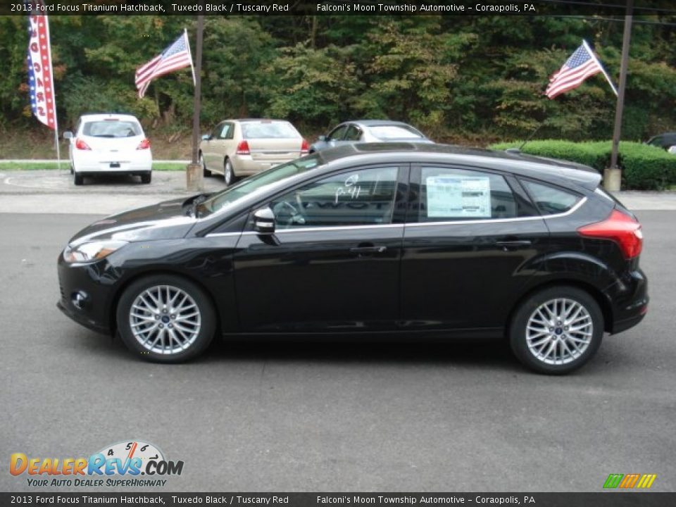 2013 Ford Focus Titanium Hatchback Tuxedo Black / Tuscany Red Photo #5