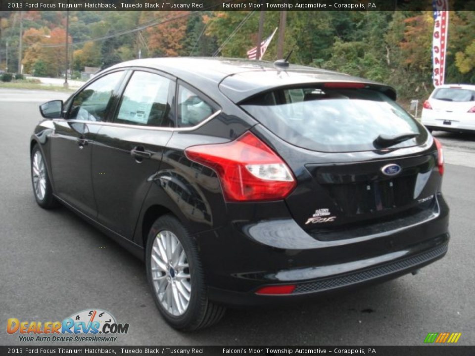 2013 Ford Focus Titanium Hatchback Tuxedo Black / Tuscany Red Photo #6