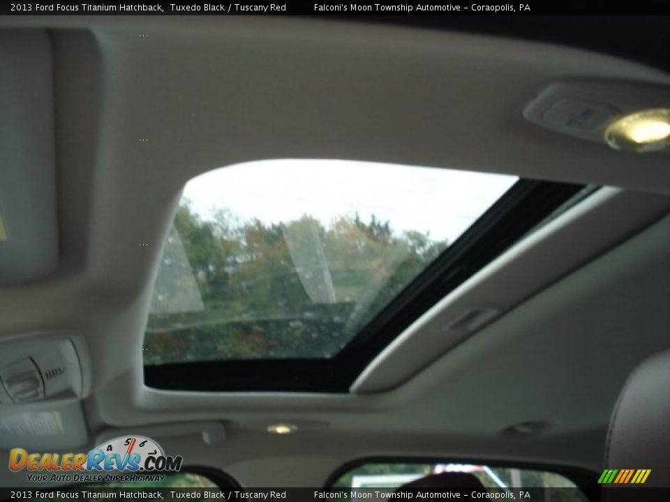 2013 Ford Focus Titanium Hatchback Tuxedo Black / Tuscany Red Photo #14