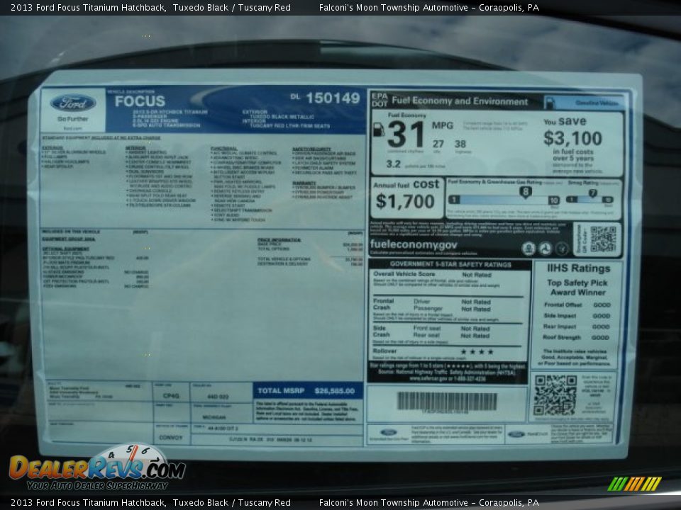 2013 Ford Focus Titanium Hatchback Window Sticker Photo #19