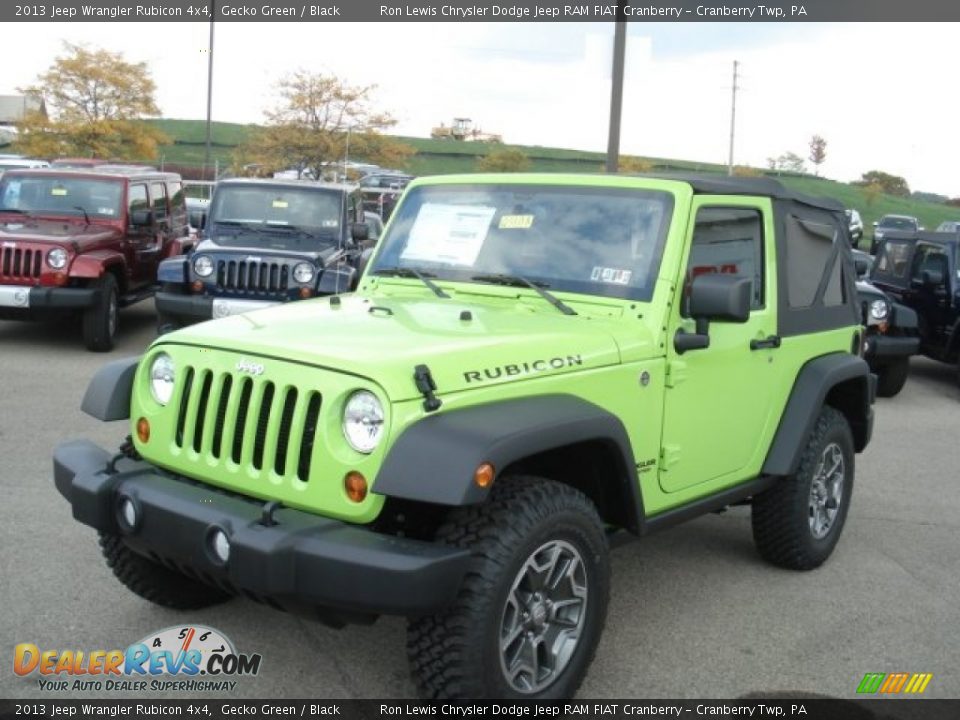 2013 Jeep Wrangler Rubicon 4x4 Gecko Green / Black Photo #2