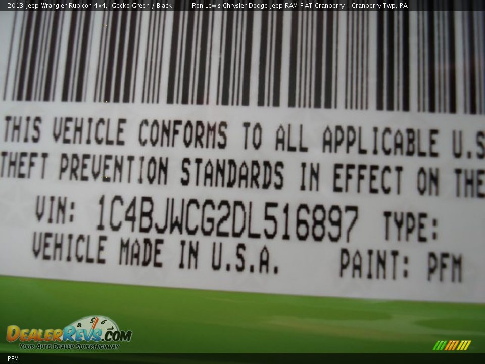 Jeep Color Code PFM Gecko Green