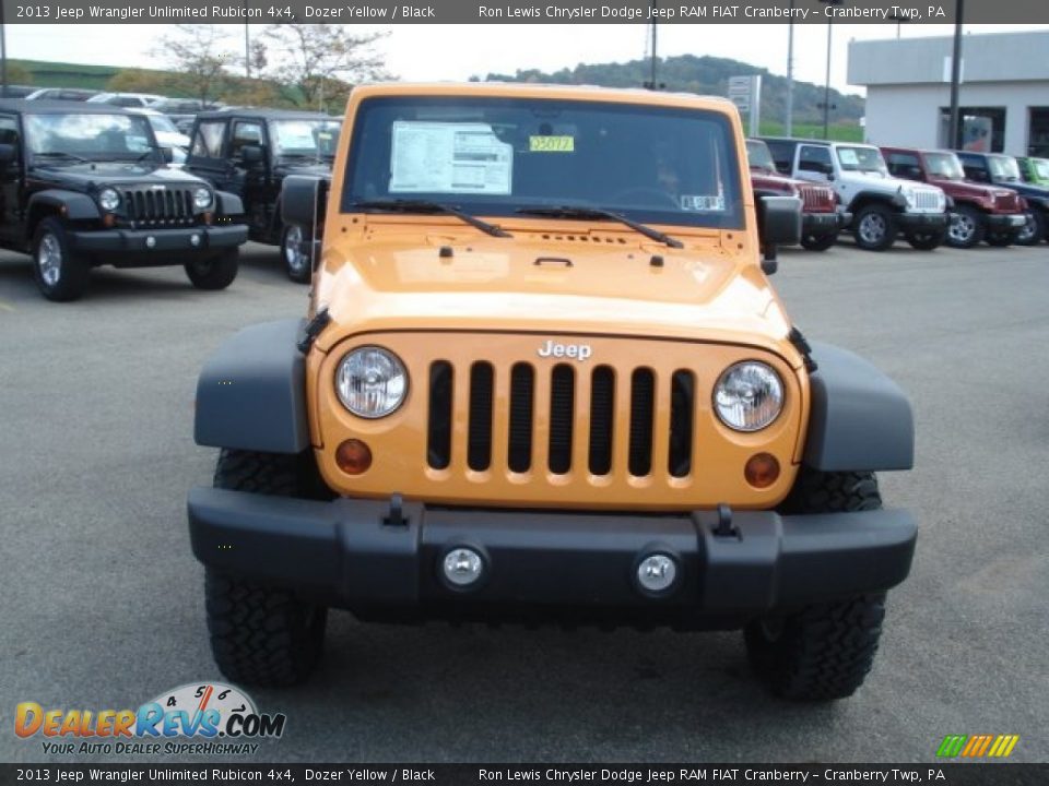 2013 Jeep Wrangler Unlimited Rubicon 4x4 Dozer Yellow / Black Photo #3