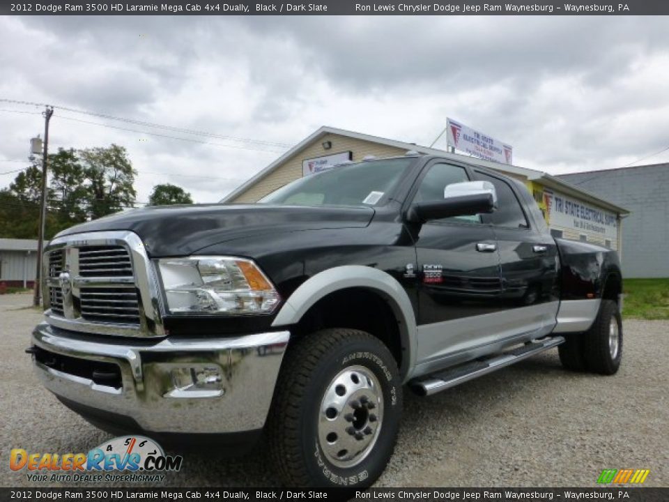 2012 Dodge Ram 3500 HD Laramie Mega Cab 4x4 Dually Black / Dark Slate Photo #1