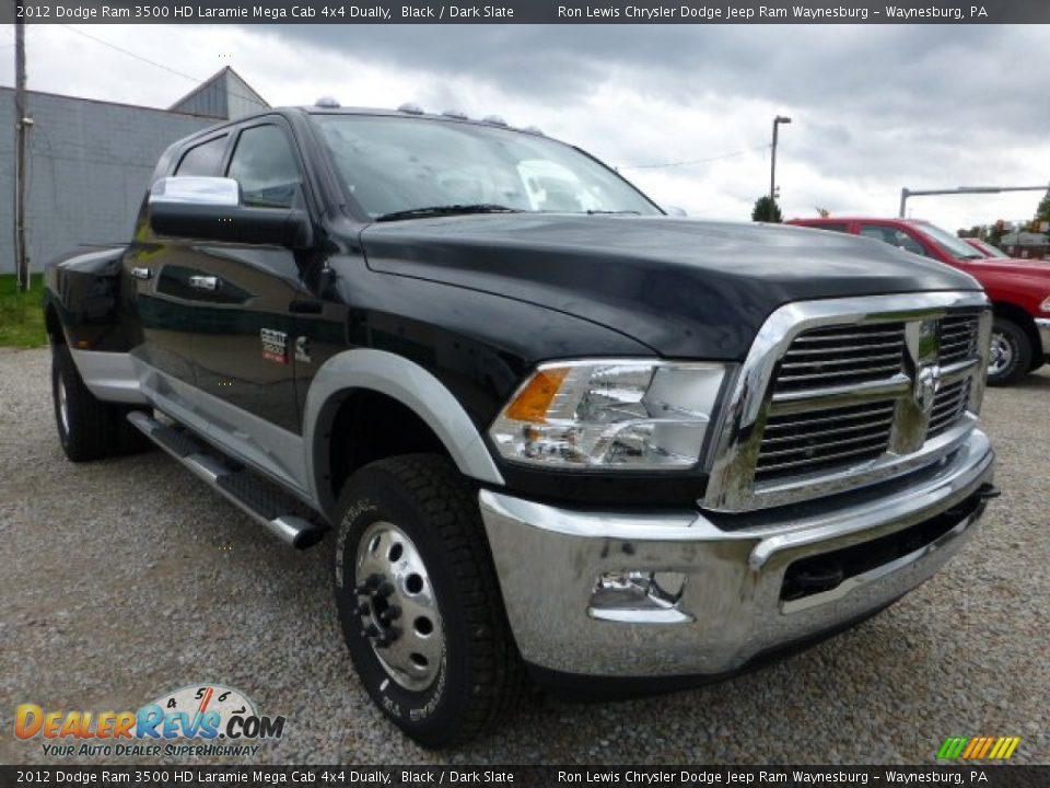 Front 3/4 View of 2012 Dodge Ram 3500 HD Laramie Mega Cab 4x4 Dually Photo #7