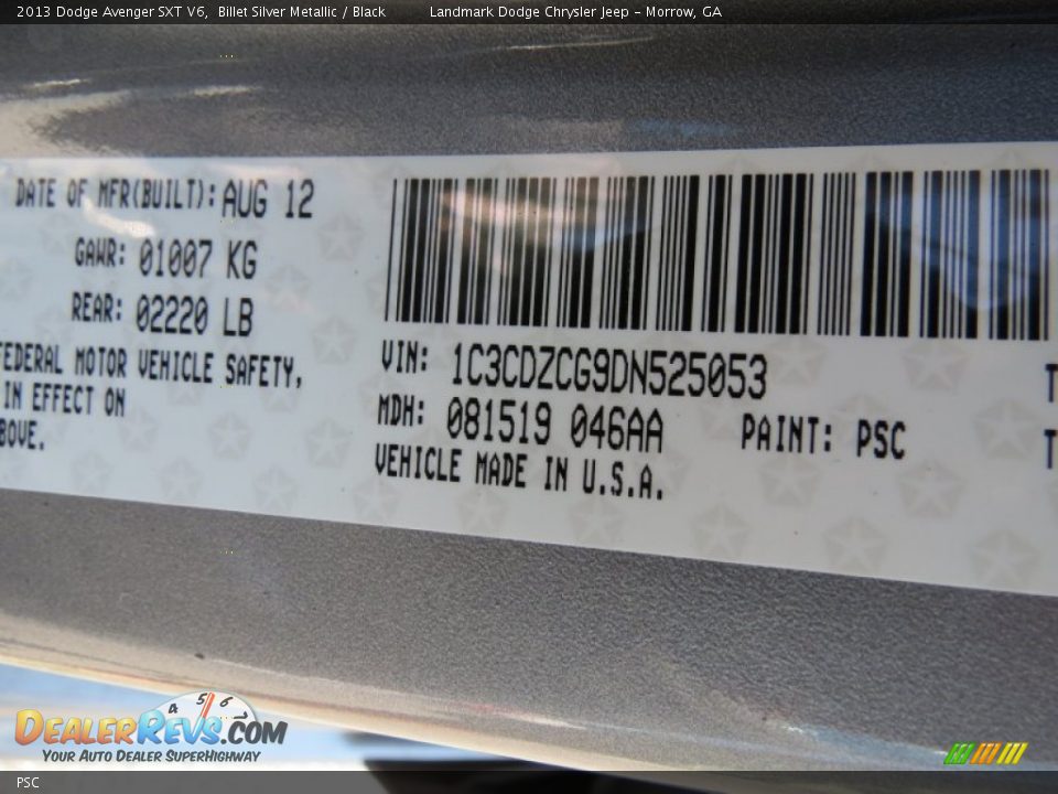 Dodge Color Code PSC Billet Silver Metallic