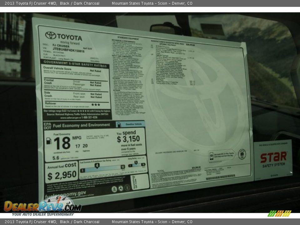 2013 Toyota FJ Cruiser 4WD Window Sticker Photo #10