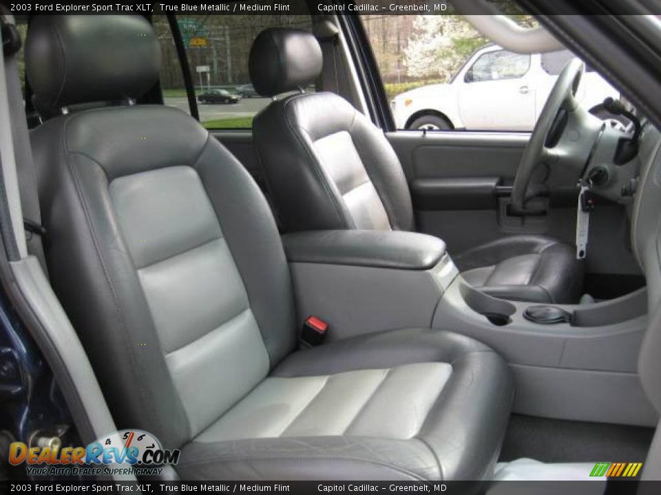 2003 Ford Explorer Sport Trac XLT True Blue Metallic / Medium Flint Photo #13