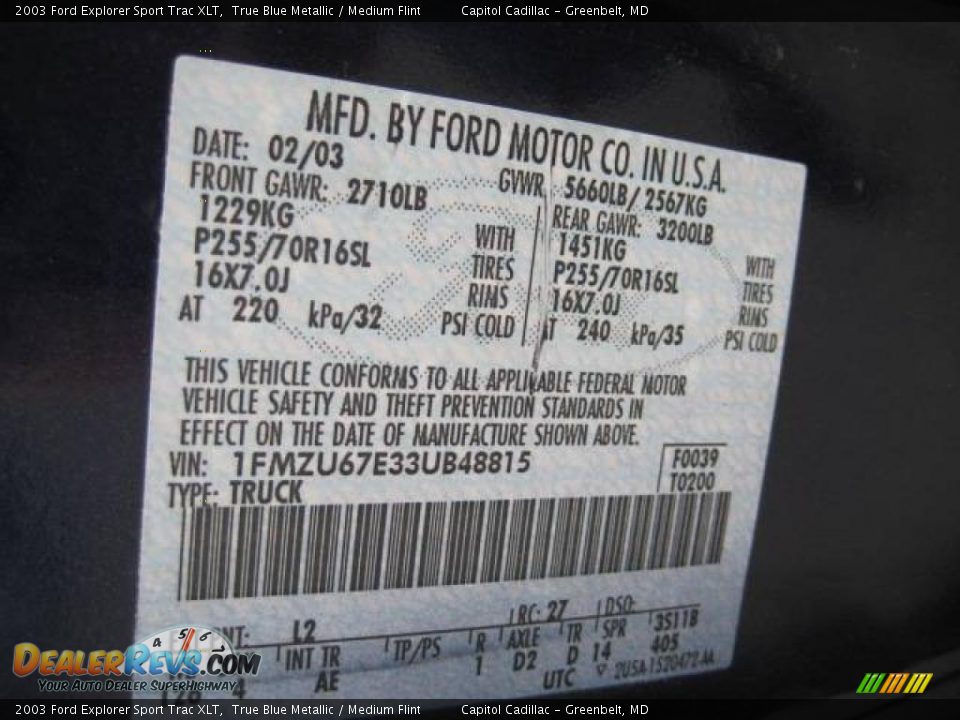 2003 Ford Explorer Sport Trac XLT True Blue Metallic / Medium Flint Photo #22