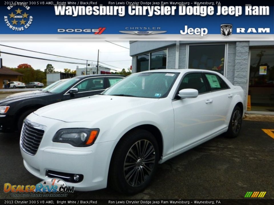 2013 Chrysler 300 S V8 AWD Bright White / Black/Red Photo #1