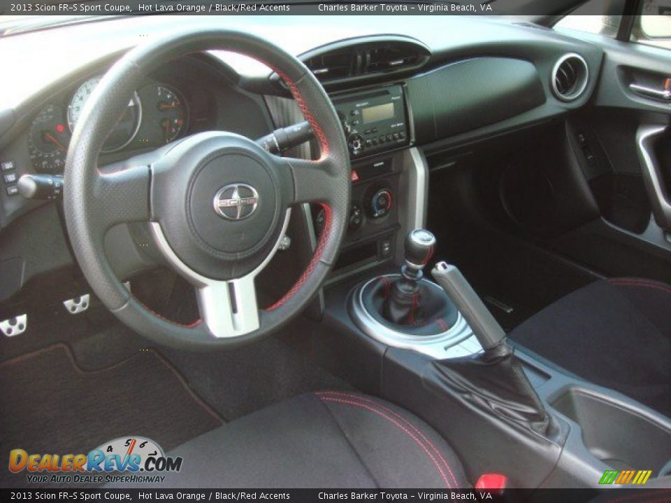 Black/Red Accents Interior - 2013 Scion FR-S Sport Coupe Photo #16