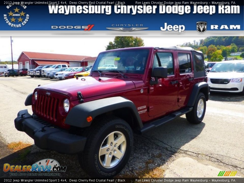 2012 Jeep Wrangler Unlimited Sport S 4x4 Deep Cherry Red Crystal Pearl / Black Photo #1