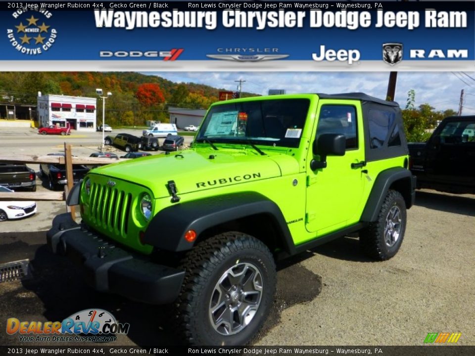 2013 Jeep Wrangler Rubicon 4x4 Gecko Green / Black Photo #1